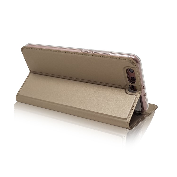 Magnetic Card Holder Stand Leather Protective Case for Huawei P10 - Gold-6