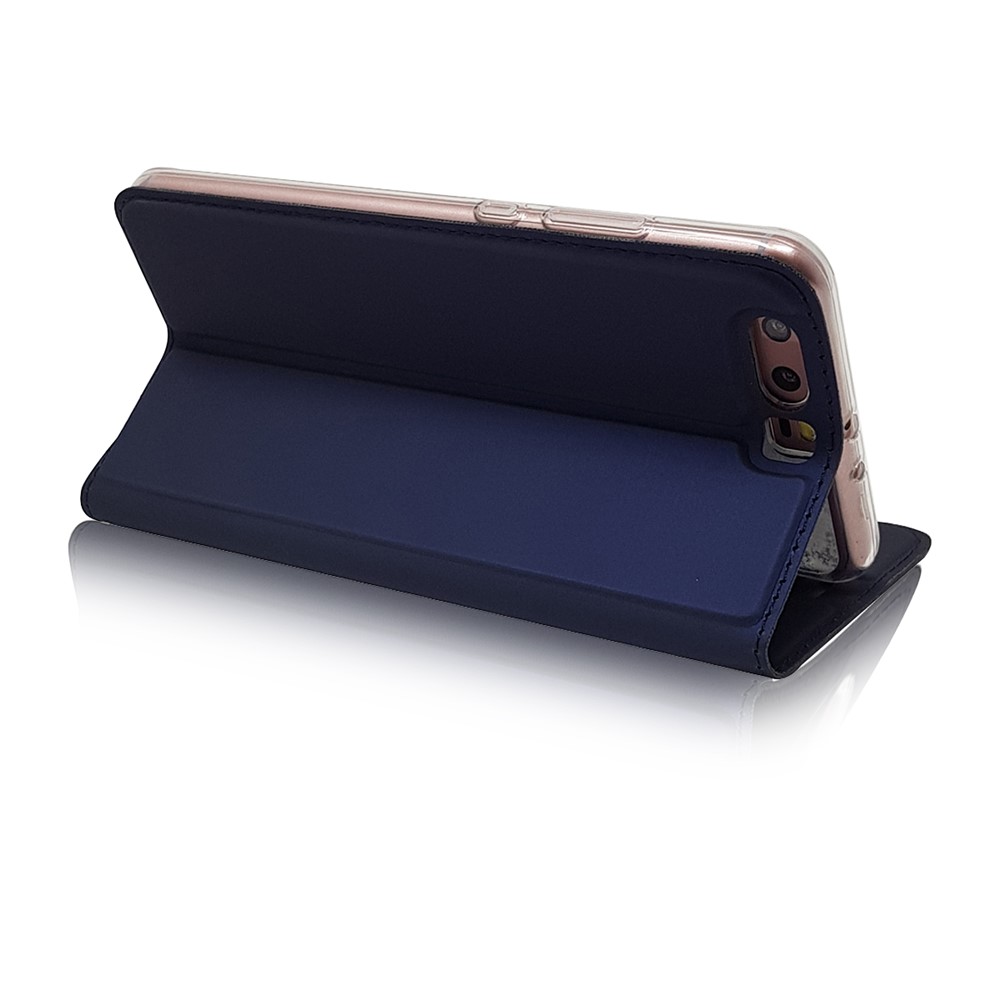 Magnetic Card Holder Stand Leather Mobile Phone Cover for Huawei P10 - Dark Blue-6