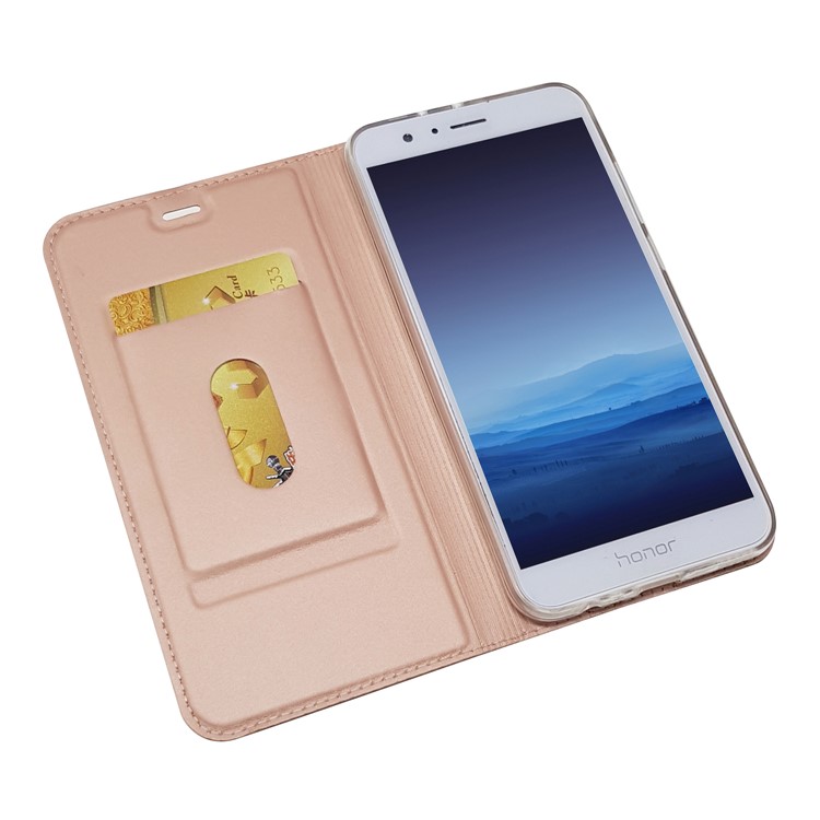 Magnetic Leather Card Holder Stand Cover for Huawei Honor 8 Pro / Honor V9 - Rose Gold-7