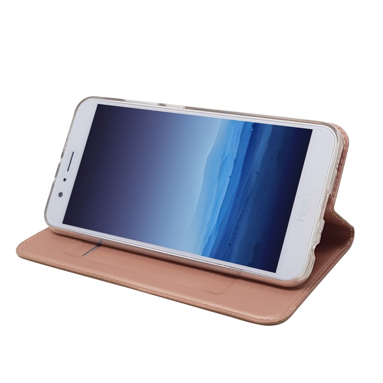 Magnetic Leather Card Holder Stand Cover for Huawei Honor 8 Pro / Honor V9 - Rose Gold-9