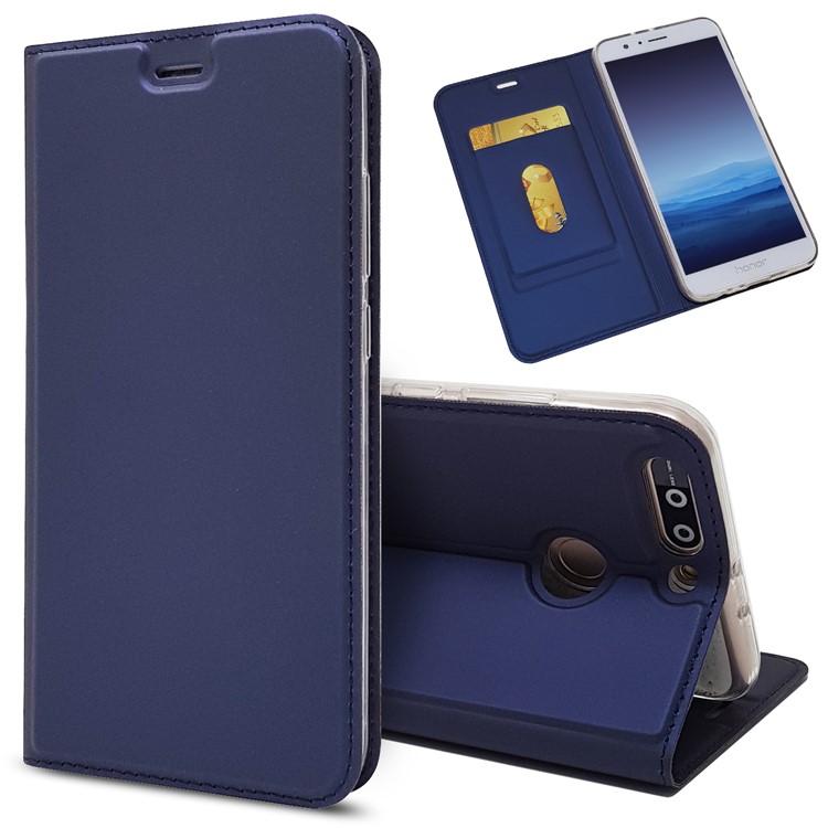 Magnetic Leather Card Holder Mobile Casing for Huawei Honor 8 Pro / Honor V9 - Dark Blue-1