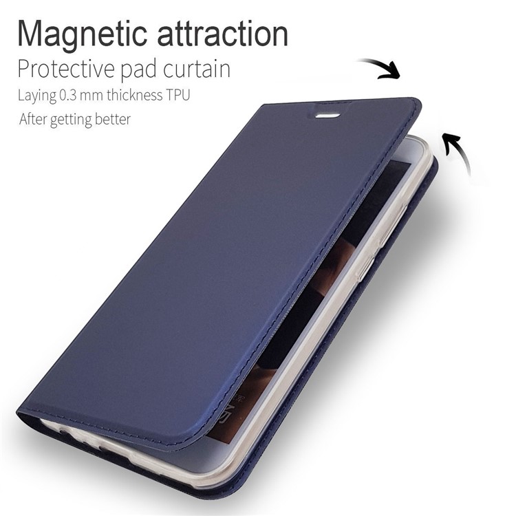 Magnetic Leather Card Holder Mobile Casing for Huawei Honor 8 Pro / Honor V9 - Dark Blue-4