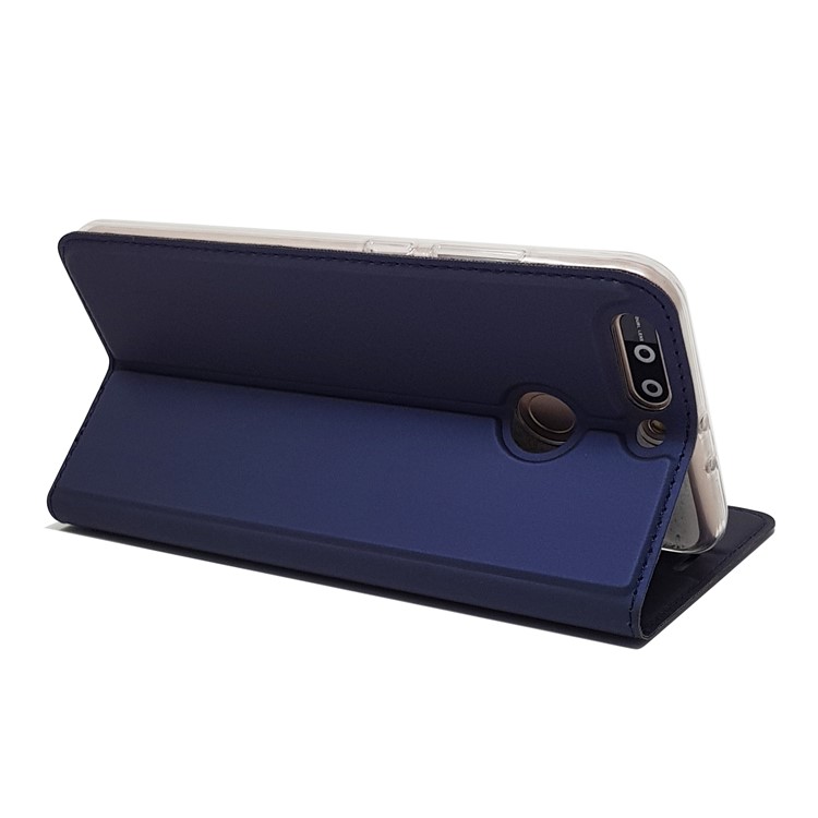 Magnetic Leather Card Holder Mobile Casing for Huawei Honor 8 Pro / Honor V9 - Dark Blue-8