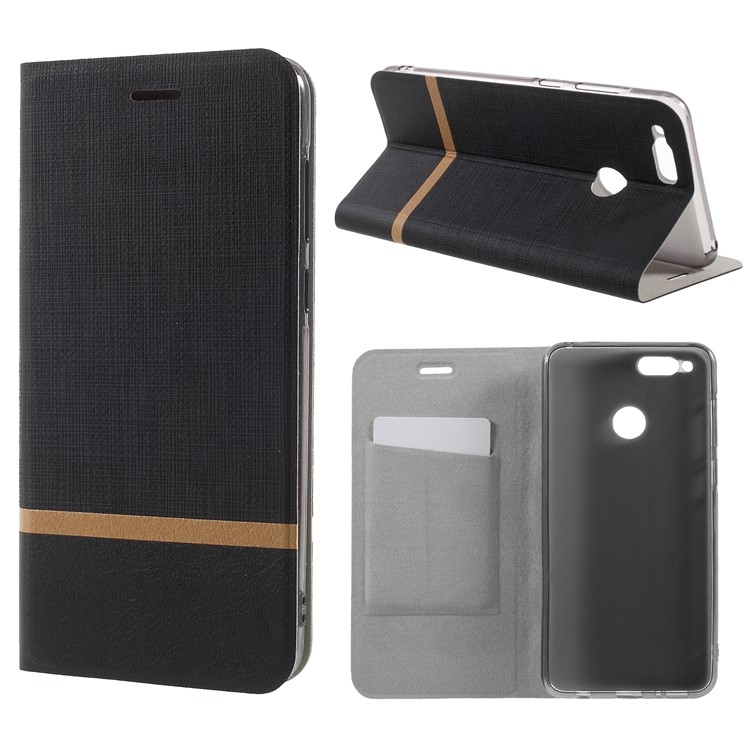 Cross Pattern Leather Card Holder Phone Shell for Huawei Honor 7X - Black-1