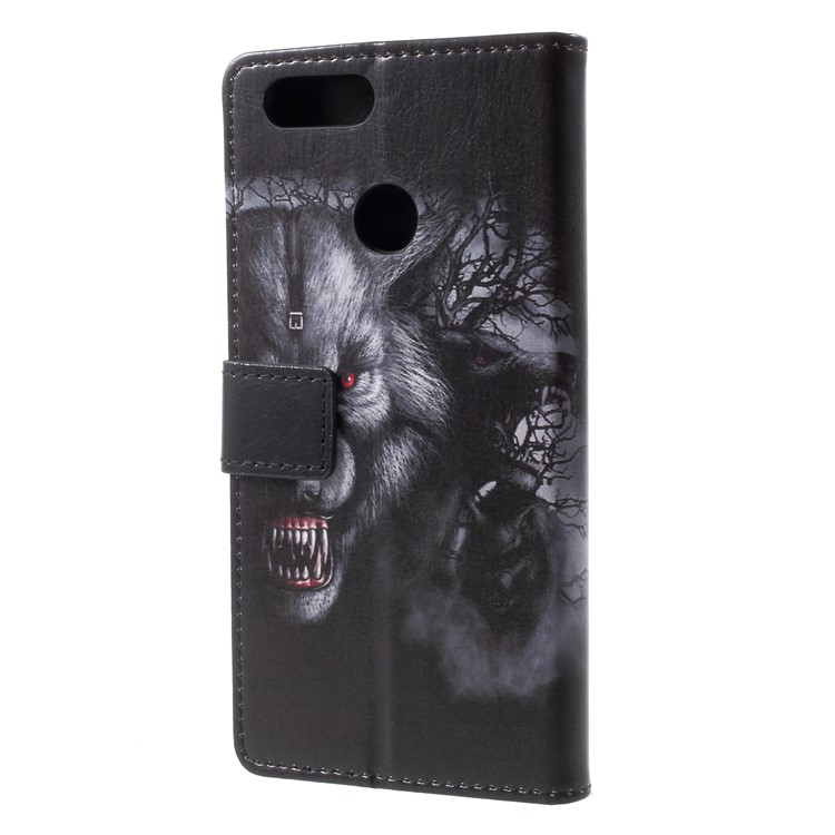 Pattern Printing Wallet Stand Leather Case for Huawei Honor 7X - Fierce Wolf-2