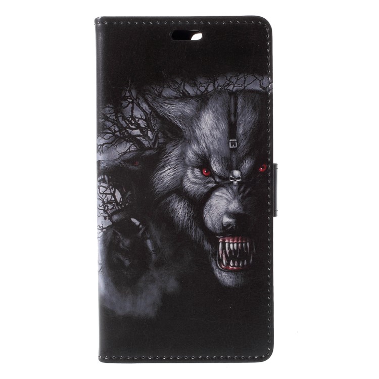 Pattern Printing Wallet Stand Leather Case for Huawei Honor 7X - Fierce Wolf-3