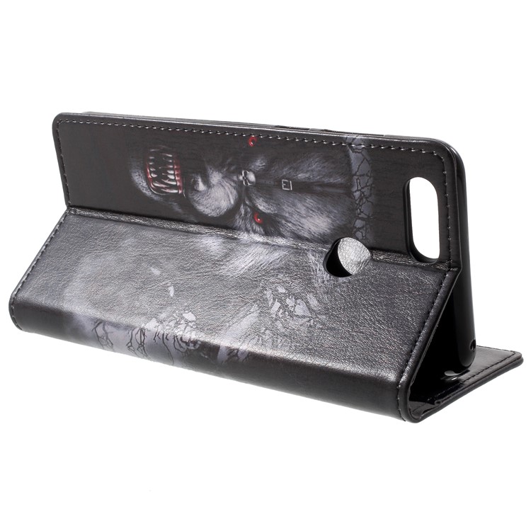 Pattern Printing Wallet Stand Leather Case for Huawei Honor 7X - Fierce Wolf-4