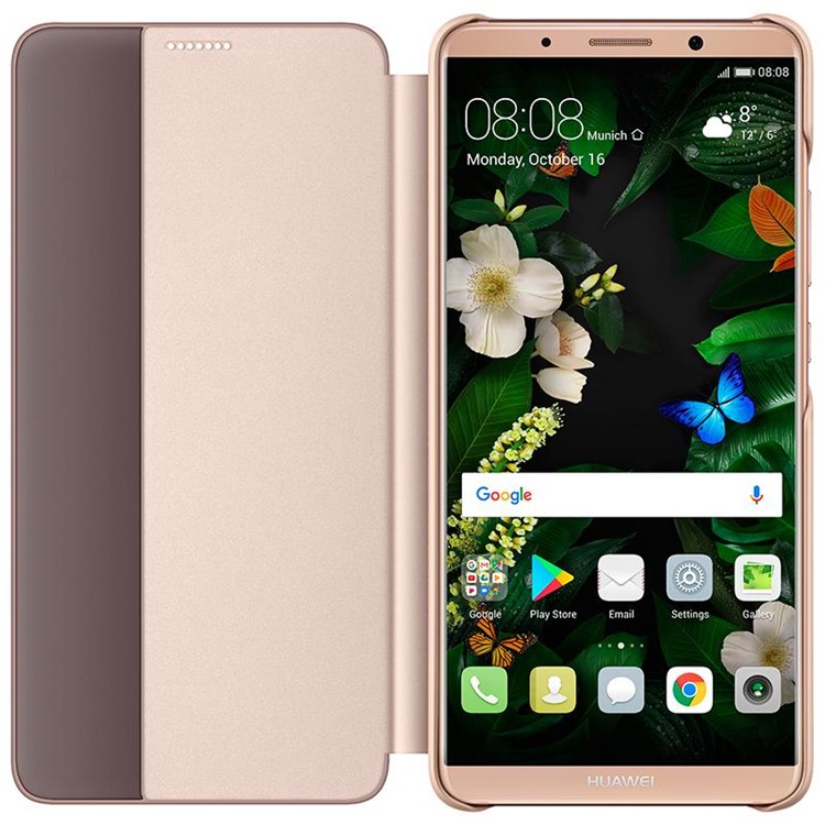 HUAWEI Side View Window Smart Leather Cover for Huawei Mate 10 Pro - Pink-4