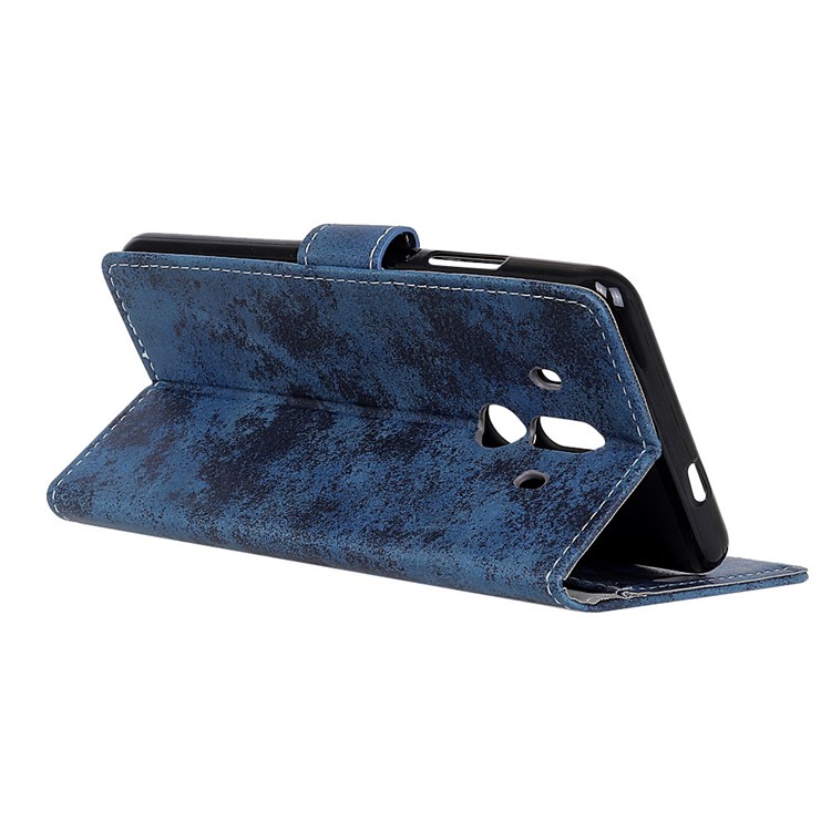 For Huawei Mate 10 Pro Vintage Style Flip Leather Wallet Stand Phone Case - Dark Blue-6