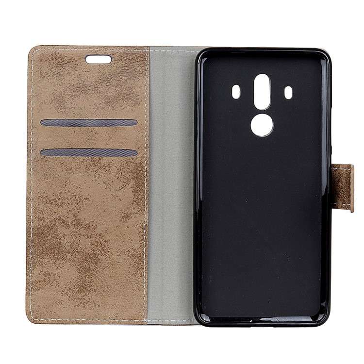 For Huawei Mate 10 Pro Vintage Style PU Leather Card Holder Mobile Case with Stand - Khaki-5