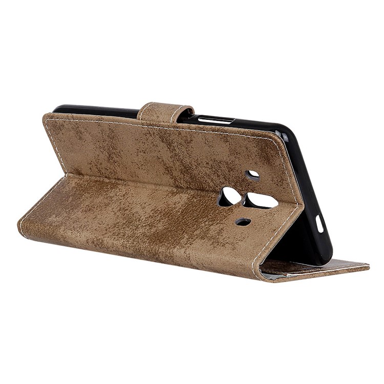 For Huawei Mate 10 Pro Vintage Style PU Leather Card Holder Mobile Case with Stand - Khaki-6
