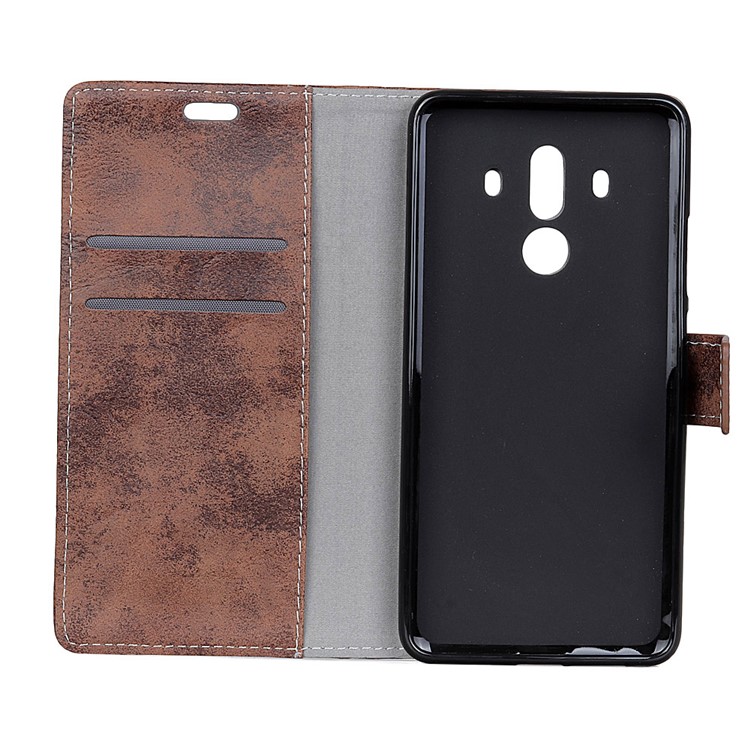 For Huawei Mate 10 Pro Vintage Style Wallet Stand Protective Leather Cover Shell - Brown-5