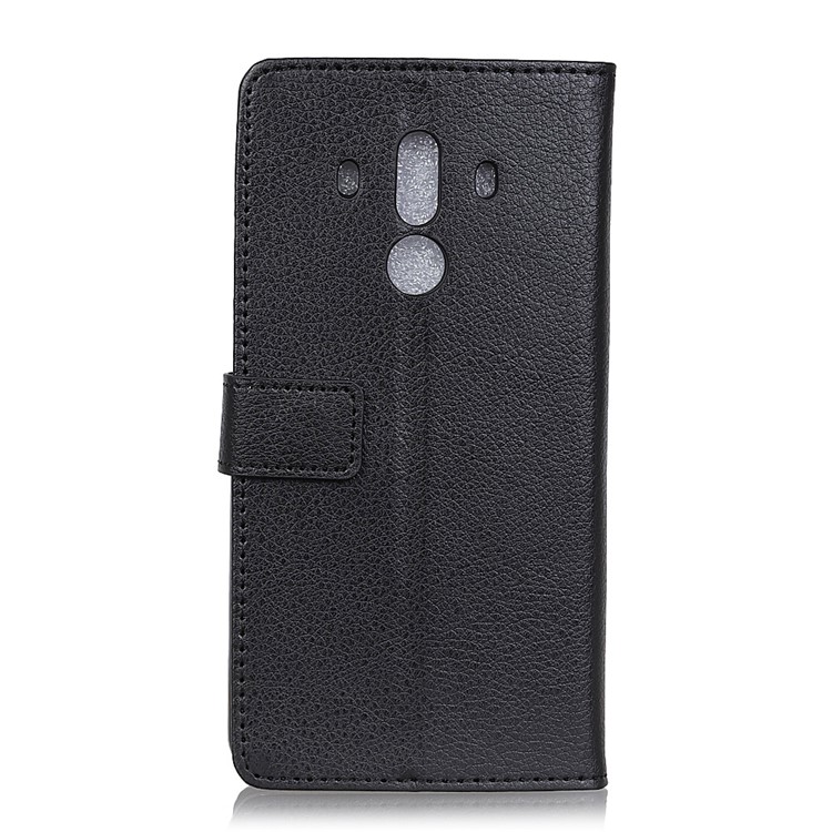 Litchi Skin Leather Wallet Case for Huawei Mate 10 Pro - Black-3