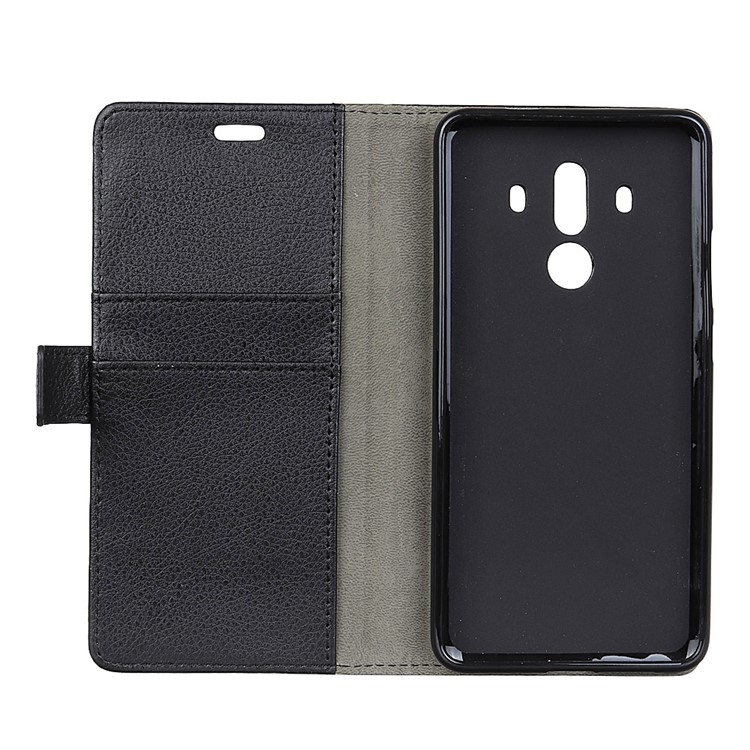 Litchi Skin Leather Wallet Case for Huawei Mate 10 Pro - Black-5