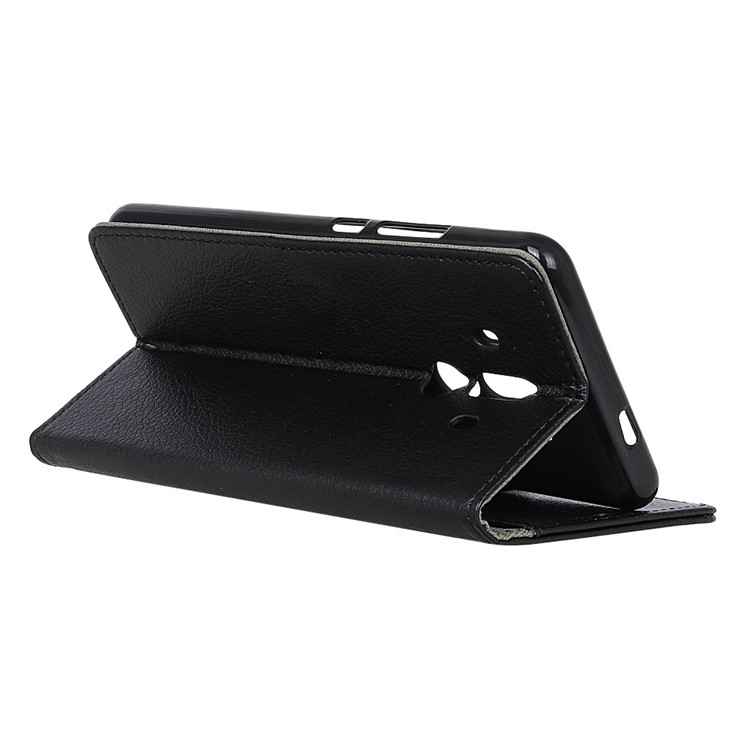 Litchi Skin Leather Wallet Case for Huawei Mate 10 Pro - Black-6