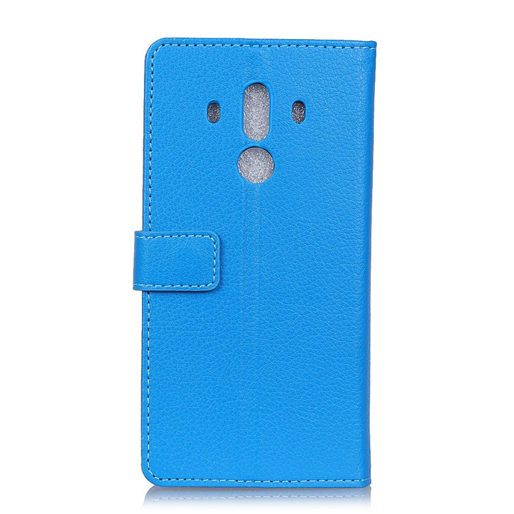 Litchi Skin Leather Wallet Case Cover for Huawei Mate 10 Pro - Blue-3