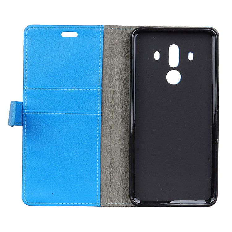 Litchi Skin Leather Wallet Case Cover for Huawei Mate 10 Pro - Blue-5