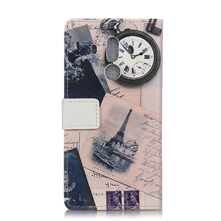 Pattern Printing Leather Wallet Stand Cover for Huawei Mate 10 Pro - Eiffel Tower and Quill-pen-3