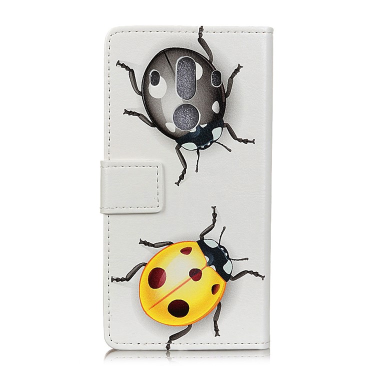 Pattern Printing Leather Wallet Stand Shell for Huawei Mate 10 Pro - Colored Ladybugs-3
