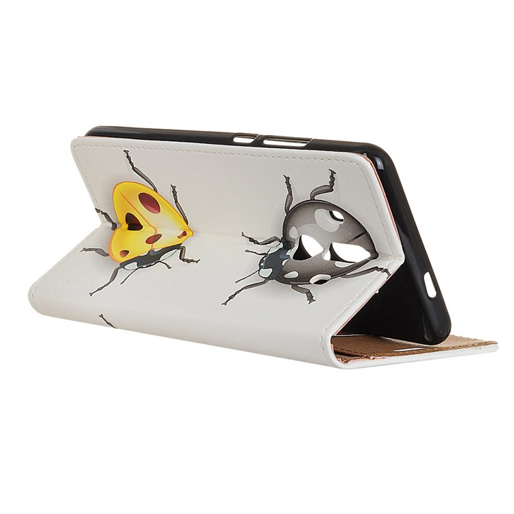 Pattern Printing Leather Wallet Stand Shell for Huawei Mate 10 Pro - Colored Ladybugs-4