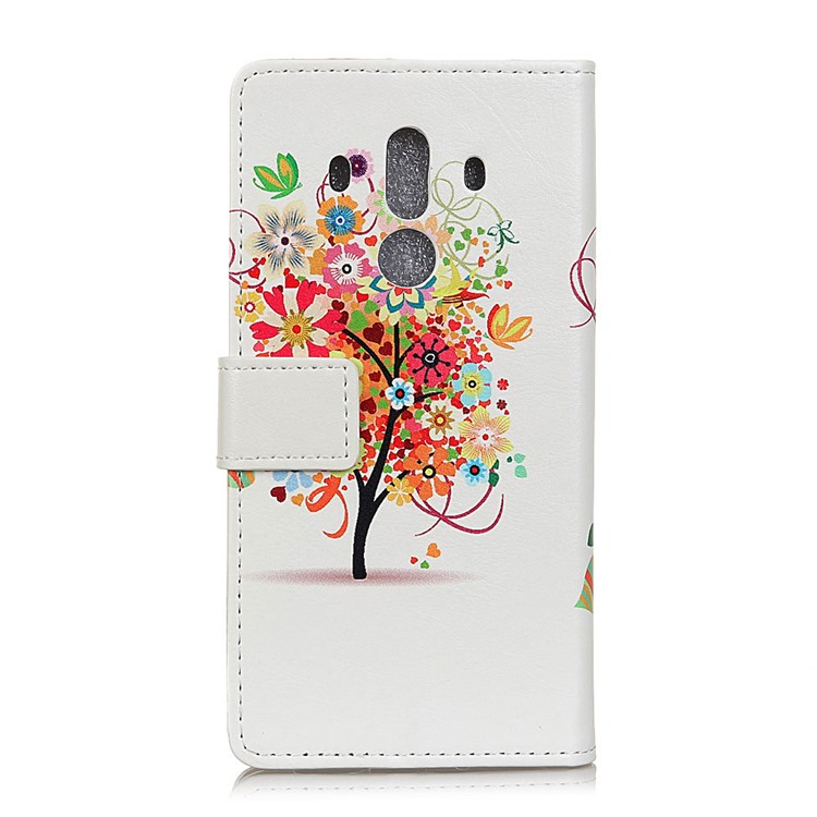 PU Leather Patterned Phone Cover with Stand for Huawei Mate 10 Pro - Colorful Flowers Tree-3