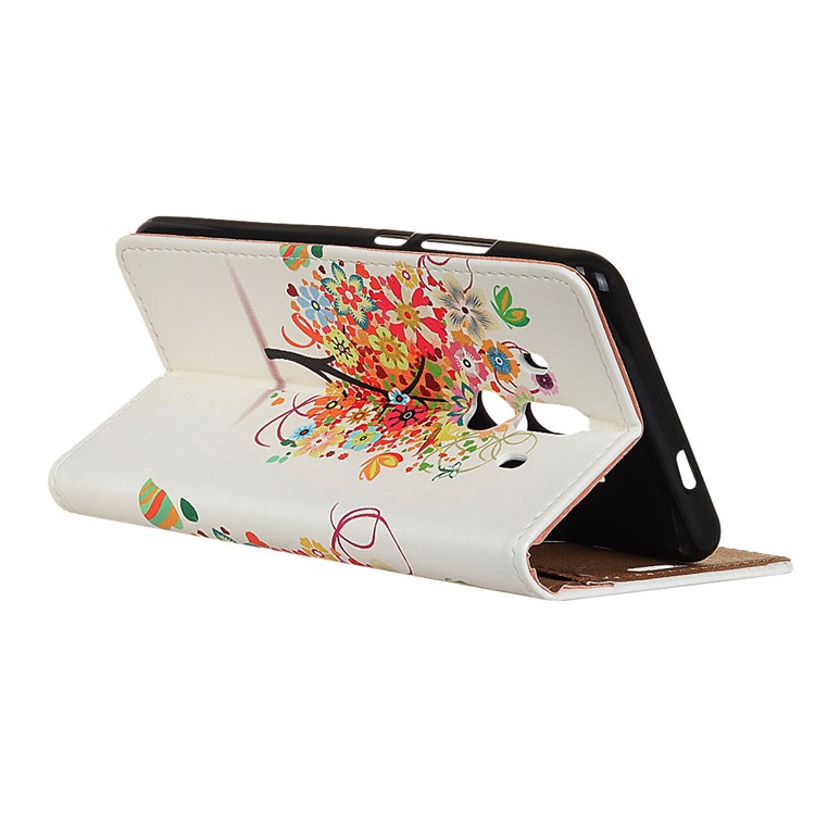 PU Leather Patterned Phone Cover with Stand for Huawei Mate 10 Pro - Colorful Flowers Tree-4