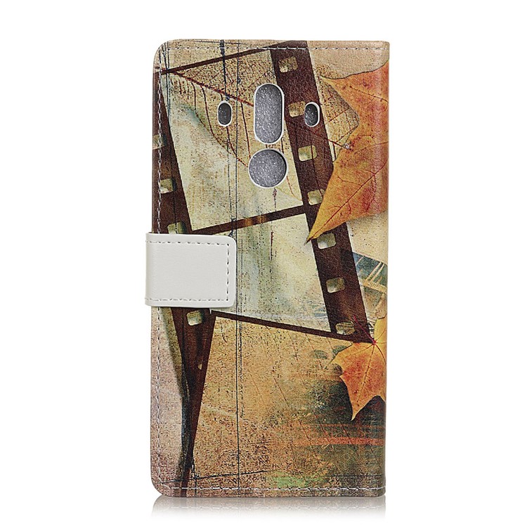Patterned Wallet Leather Cover Protector for Huawei Mate 10 Pro - Eiffel Tower and Maple Leaves-3