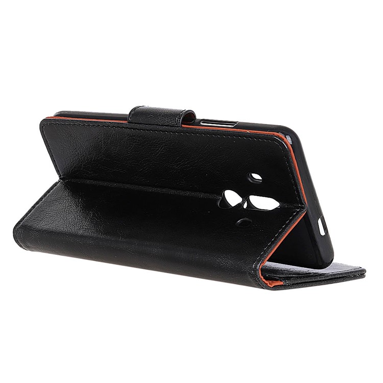 Textured Split Leather Wallet Phone Cover for Huawei Mate 10 Pro - Black-6