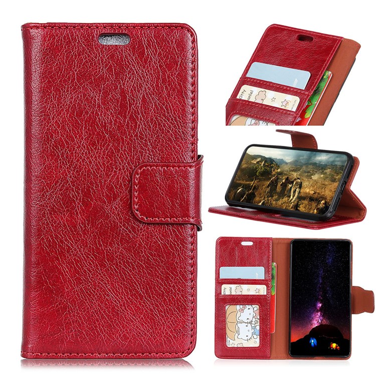 Capa de Telefone em Couro Dividido Texturizado Para Huawei Mate 10 Pro - Vermelho