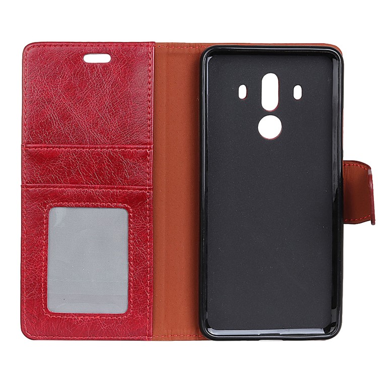 Textured Split Leather Stand Phone Casing for Huawei Mate 10 Pro - Red-5