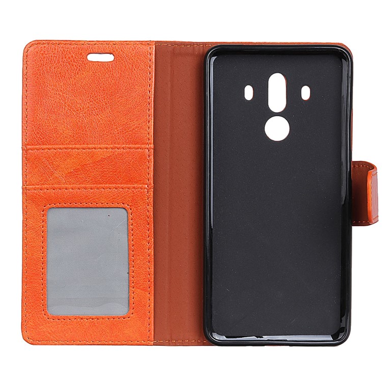 Textured Split Leather Stand Mobile Cover for Huawei Mate 10 Pro - Orange-5