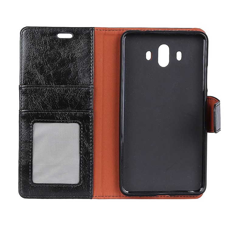 Textured Split Leather Stand Phone Casing for Huawei Mate 10 - Black-5