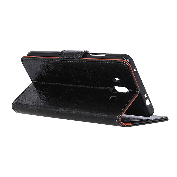 Textured Split Leather Stand Phone Casing for Huawei Mate 10 - Black-6