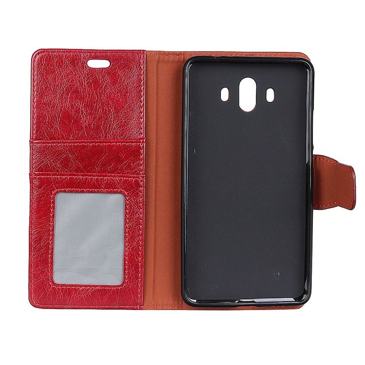Textured Split Leather Stand Phone Cover for Huawei Mate 10 - Red-5