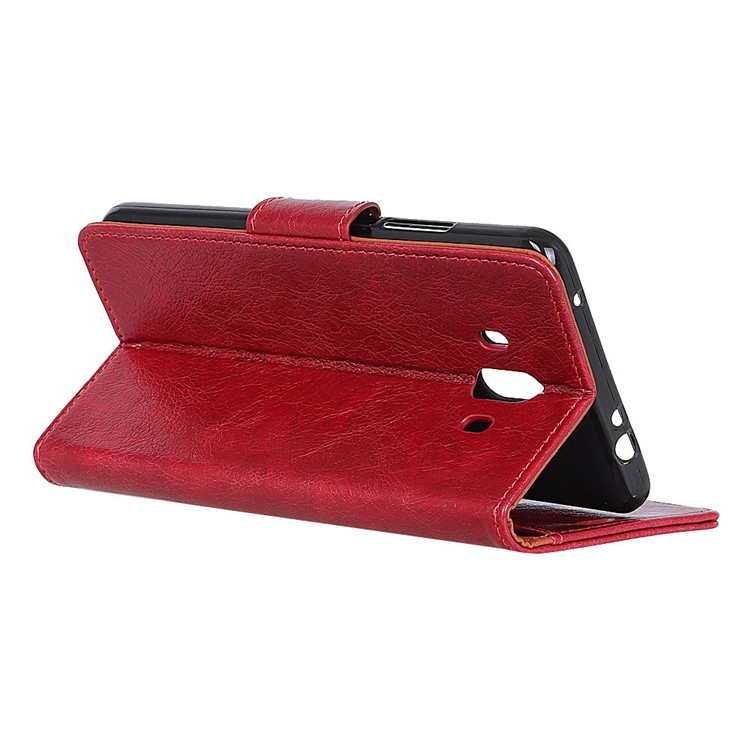 Textured Split Leather Stand Phone Cover for Huawei Mate 10 - Red-6