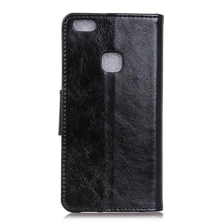 Textured Split Leather Stand Phone Case for Huawei P10 Lite - Black-3