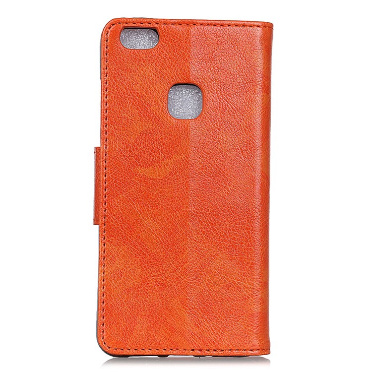 Textured Split Leather Stand Phone Shell for Huawei P10 Lite - Orange-3