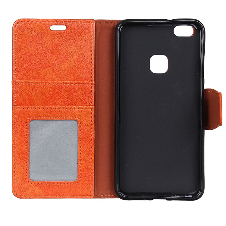 Textured Split Leather Stand Phone Shell for Huawei P10 Lite - Orange-5