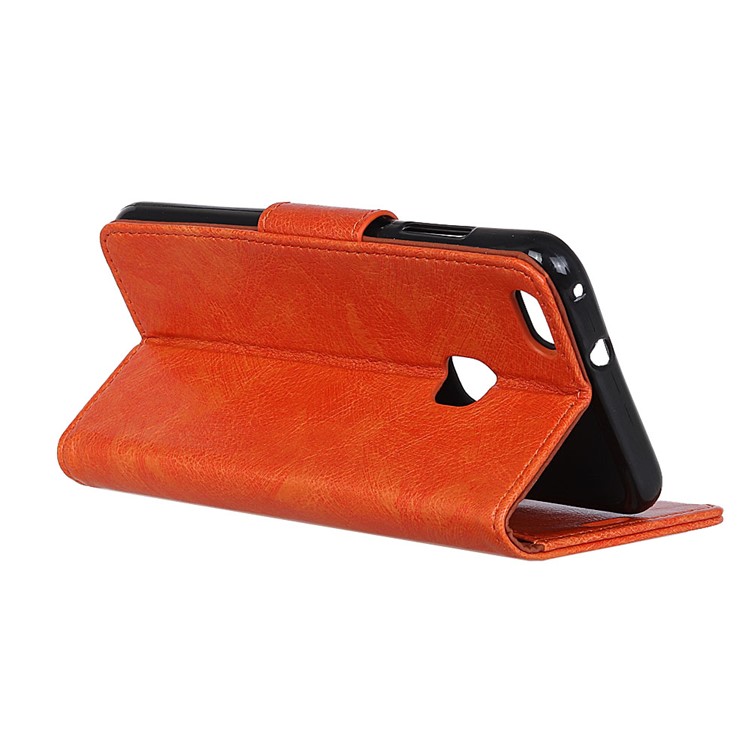 Textured Split Leather Stand Phone Shell for Huawei P10 Lite - Orange-6