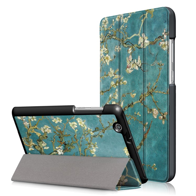 Pattern Printing Tri-fold Stand Leather Cover for Huawei MediaPad T3 7.0 3G - Peach Blossom-1