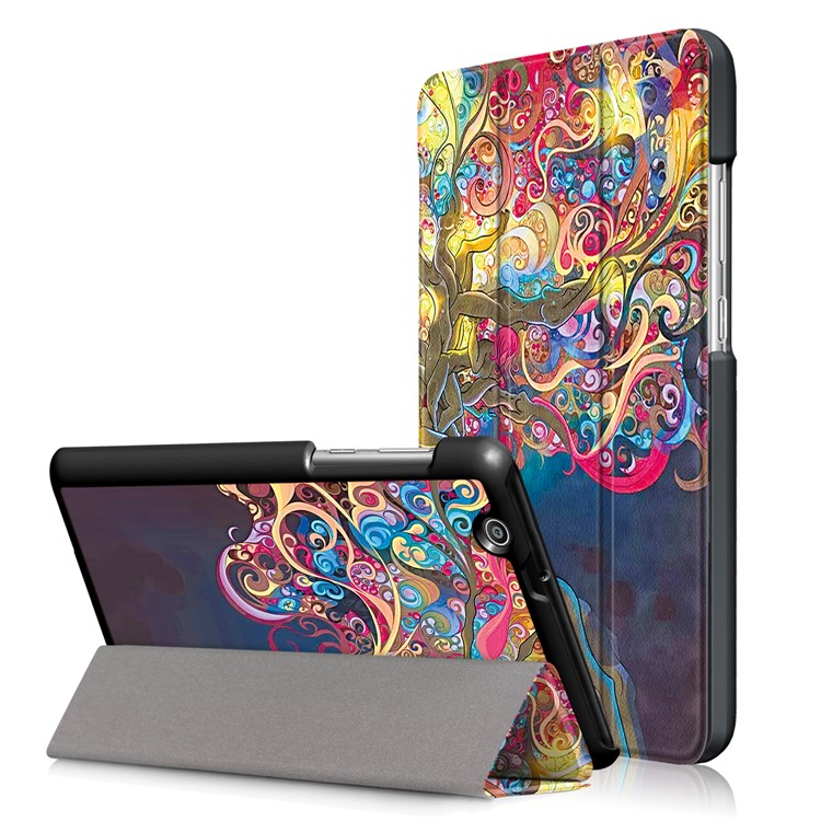 Patterned Tri-fold Stand Leather Tablet Case for Huawei MediaPad T3 7.0 3G - Beautiful Tree-1