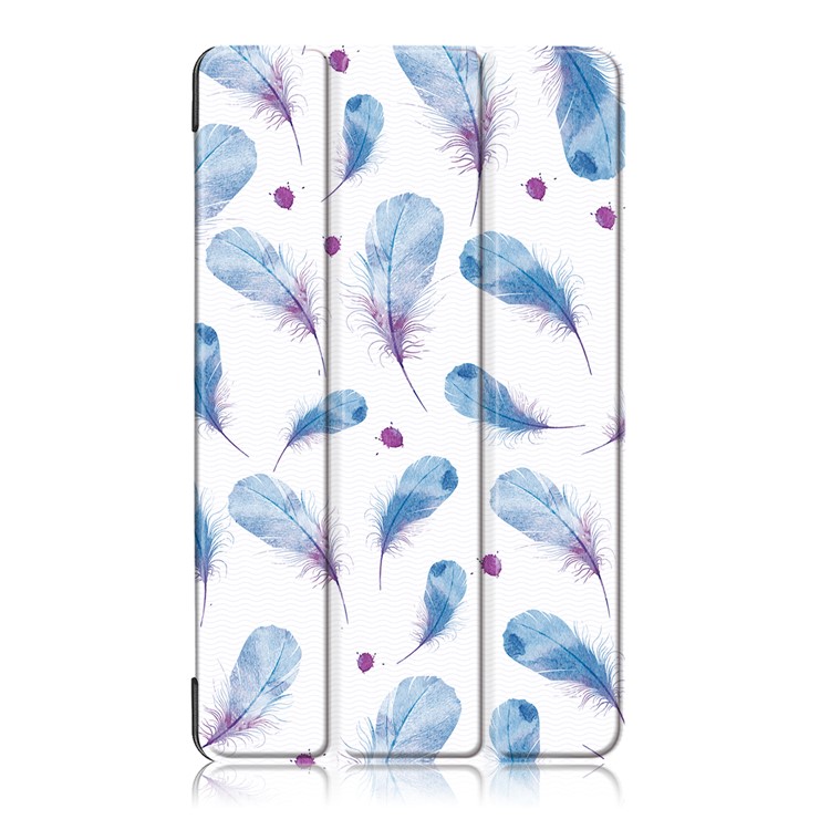 Tri-fold Patterned Stand Leather Protective Case for Huawei MediaPad T3 7.0 3G - Feathers-2