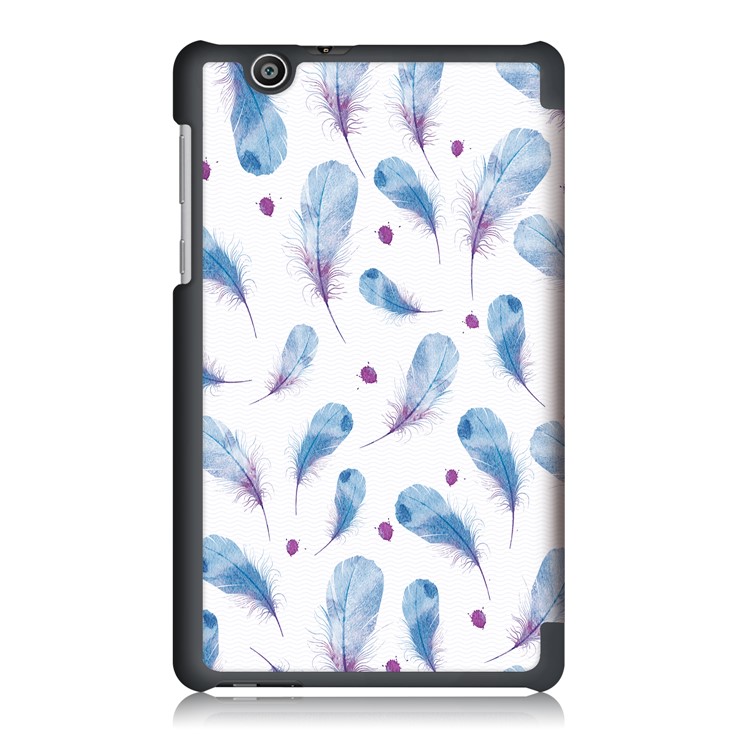 Tri-fold Patterned Stand Leather Protective Case for Huawei MediaPad T3 7.0 3G - Feathers-3