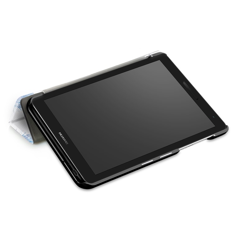 Tri-fold Patterned Stand Leather Protective Case for Huawei MediaPad T3 7.0 3G - Feathers-7