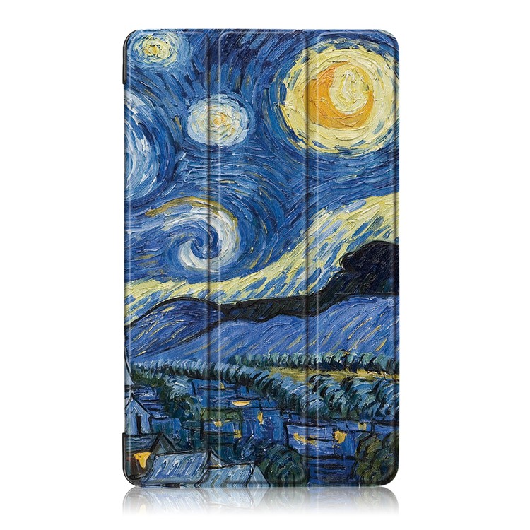 Patterned Tri-fold Stand Leather Protective Cover for Huawei MediaPad T3 7.0 3G - Starry Night Oil Painting-2