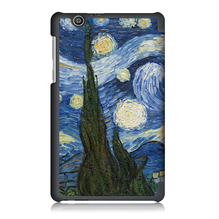 Patterned Tri-fold Stand Leather Protective Cover for Huawei MediaPad T3 7.0 3G - Starry Night Oil Painting-3