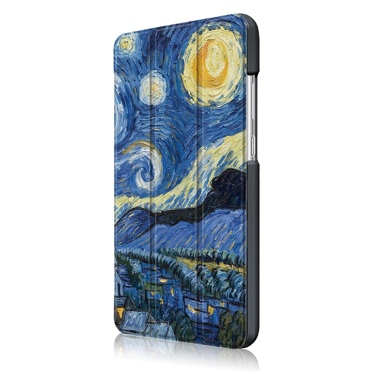 Patterned Tri-fold Stand Leather Protective Cover for Huawei MediaPad T3 7.0 3G - Starry Night Oil Painting-4