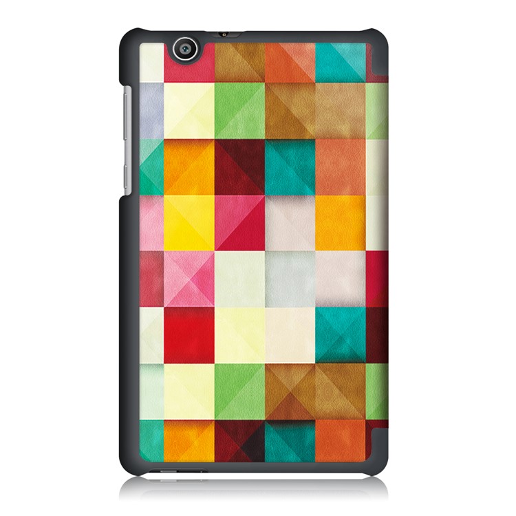 Pattern Printing Leather Case with Tri-fold Stand for Huawei MediaPad T3 7.0 3G - Colorful Triangles Grids-3