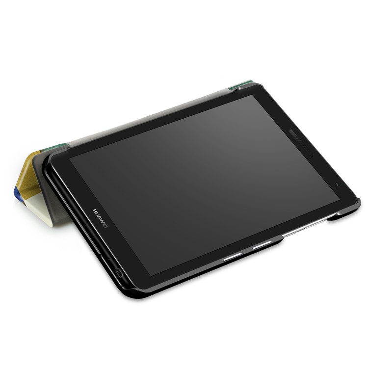 Pattern Printing Leather Case with Tri-fold Stand for Huawei MediaPad T3 7.0 3G - Colorful Triangles Grids-7