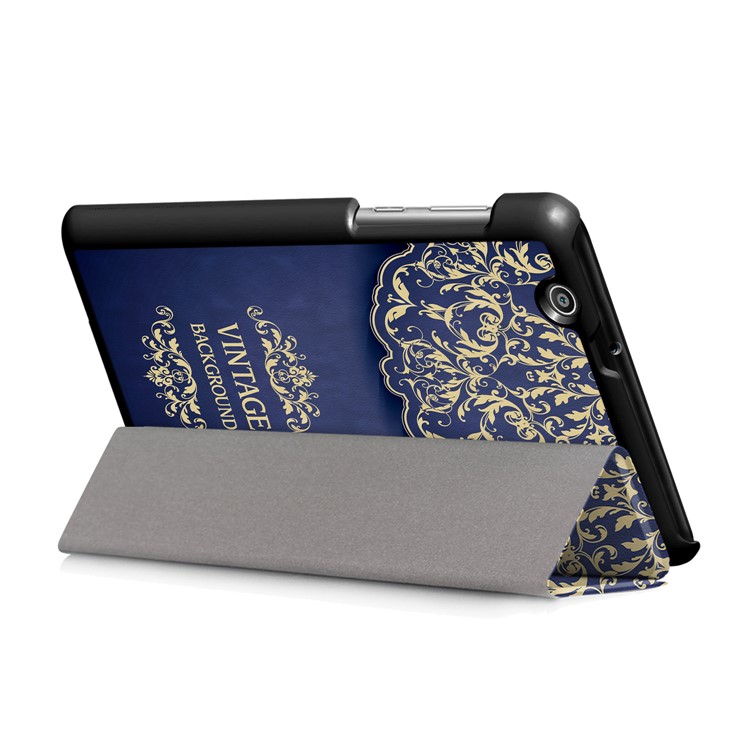 For Huawei MediaPad T3 7.0 3G Pattern Printing Tri-fold Stand Leather Case Shell - Vintage Background Pattern-5